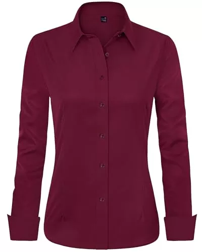 J.VER Hemdblusen J.VER Bluse Damen Casual Business Bluse Damen Button Down Shirts Klassische Langarm Kragen Tops Bügelleichtes Modern Oberteil