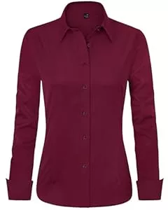 J.VER Hemdblusen J.VER Bluse Damen Casual Business Bluse Damen Button Down Shirts Klassische Langarm Kragen Tops Bügelleichtes Modern Oberteil