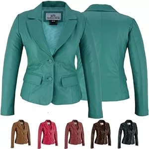 German Wear Blazer German Wear Damen Lederblazer Lederjacke Blazer Echtleder Jacke aus Lammnappa Leder Schwarz