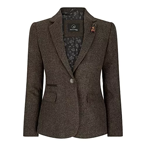 TruClothing.com Blazer TruClothing.com Damenhose Fischgräte Tweed Design Braun 1920er Era Vintage Retro