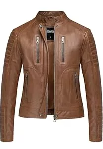 REPUBLIX Jacken REPUBLIX Damen Echtleder Jacke Biker Zipper Lederjacke RJ-8009