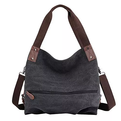 PB-SOAR Taschen & Rucksäcke PB-SOAR Damen Modern Canvas Schultertasche Umhängetasche Shopper Handtasche Henkeltasche Hobo Bag Beuteltasche (Schwarz)