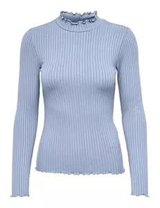 JDY Pullover & Strickmode JdY Damen Dünnes Langarm Shirt | Basic Rundhals Stehkragen Longsleeve | Stretch Oberteil JDYFRANSISKA