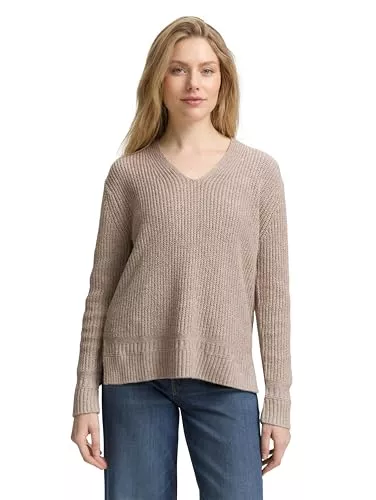 TOM TAILOR Pullover & Strickmode Tom Tailor Damen 1047674 RIPP Strickpullover mit V-Ausschnitt