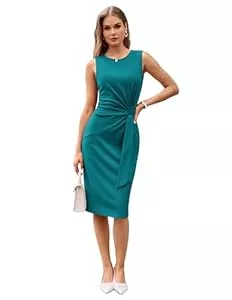 GRACE KARIN Cocktail GRACE KARIN Damen Elegantes Wickelkleid Ärmellos Etuikleid Rundhals Midi Business Kleid Cocktail Party Bleistiftkleid Formelle