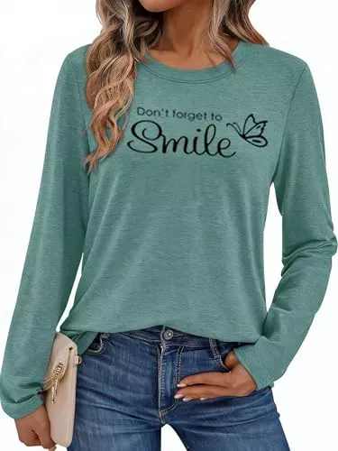 Pawate Langarmshirts Pawate Damen Langarmshirt Bedruck Oberteile Langarm Shirts Herbst Basic Tops Tunika