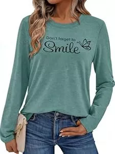 Pawate Langarmshirts Pawate Damen Langarmshirt Bedruck Oberteile Langarm Shirts Herbst Basic Tops Tunika