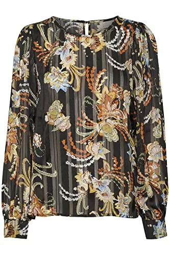 KAFFE Langarmblusen KAFFE Langarm Bluse KAsimi Damen Bluse Langarm Rundhals Print Shirt