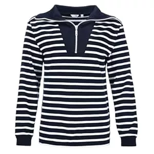 modAS Langarmshirts modAS Damen Troyer-Shirt Maritim mit Streifen - Gestreiftes Langarmshirt aus Baumwolle