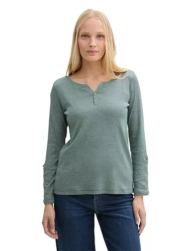 TOM TAILOR Langarmblusen TOM TAILOR Damen Henley Longsleeve mit Streifenmuster