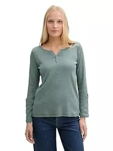 TOM TAILOR Langarmblusen TOM TAILOR Damen Henley Longsleeve mit Streifenmuster