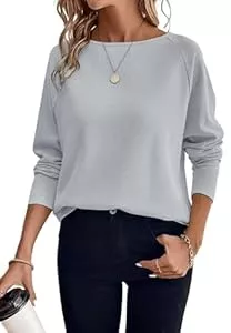 YUTILA  YUTILA Damen Langarmshirt Rundhalsausschnitt Lockerer Oberteile Elegantes Casual weich T-Shirts