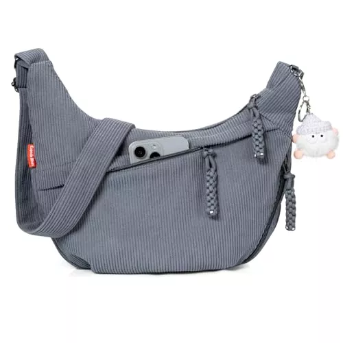 Captain Blues Taschen & Rucksäcke Captain Blues Umhängetasche Damen Crossbody Bag Cord Tasche Halbmond Tasche Damen, Verstellbare Schultertasche mit Reißverschluss und Baumwollfutter, Ideal für Arbeit, Reisen und Uni