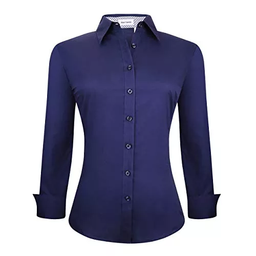 Alex Vando Hemdblusen Alex Vando Bluse Damen Langarm Hemd Damen Stretch – Business Button Down Shirts, Bügelfrei Arbeitshemd Oberteile Tops Work