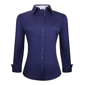 Alex Vando  Alex Vando Bluse Damen Langarm Hemd Damen Stretch – Business Button Down Shirts, Bügelfrei Arbeitshemd Oberteile Tops Work