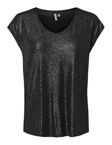 PIECES  PIECES Damen Pcalice Ss Glitter Tee JRS Noos Bc