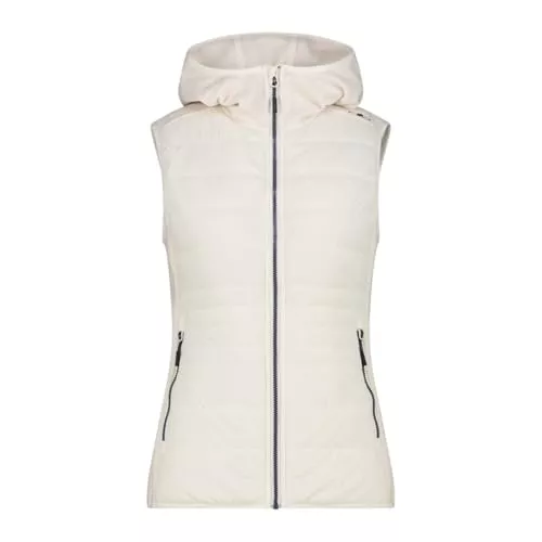 CMP Westen CMP Damen Hybrid Weste aus Fleece Knit Tech B.CO GESSO leichte Wärme, atmungsaktiv &amp; mit fester Kapuze. Perfekt für Übergang &amp; Outdoor-Aktivitäten.