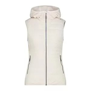 CMP  CMP Damen Hybrid Weste aus Fleece Knit Tech B.CO GESSO leichte Wärme, atmungsaktiv &amp; mit fester Kapuze. Perfekt für Übergang &amp; Outdoor-Aktivitäten.