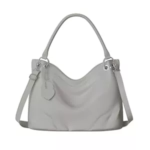 KMISSO Taschen & Rucksäcke KMISSO Damen Handtasche Kunstleder vegan – große Hobo Schultertasche 44x29x12 cm, elegante City Bag mit Reißverschlussfächern, Doppelgriffen &amp; verstellbarem Schulterriemen