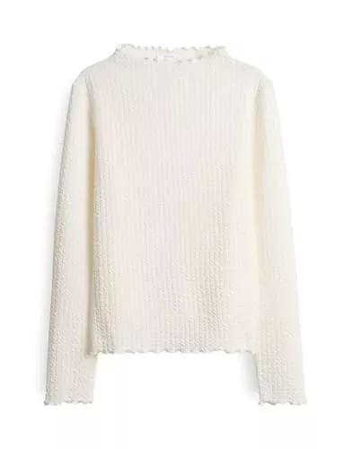 OPUS Langarmshirts OPUS Damen Langarmshirt | SIRKEN Slim strukturiertes Longsleeve mit Kurbelkanten