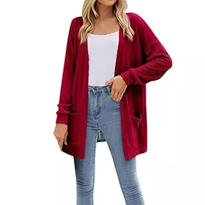 MILAX  MILAX Women's Cardigan Lockerer, vorne offener, langärmeliger, grob gestrickter Cardigan mit Zopfmuster und Taschen Pullover Elegant Damen
