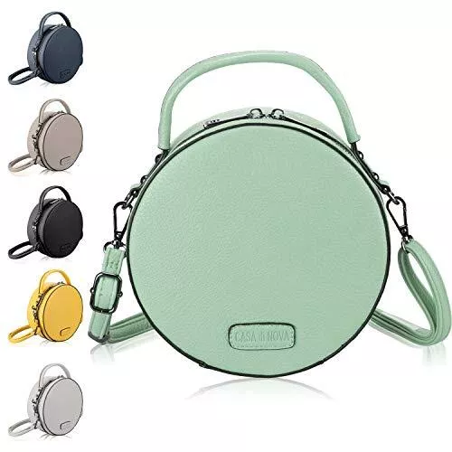 CASAdiNOVA Taschen & Rucksäcke runde Handtasche Damen - veganes Leder, kleine Umhängetasche Damen, Schultertasche - Frauen-Hand-Tasche Mint Grün