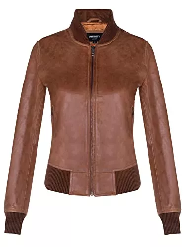 Infinity Leather Jacken Infinity Leather Damen Leder MA-1 Varsity Bomberjacke aus Echtem Leder