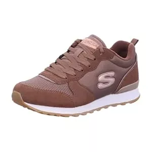 Skechers Sneaker & Sportschuhe Skechers Damen 111 Sportschuhe, Schokoladenbraunes Wildleder, Nylon, rotgoldener Rand, 38 EU