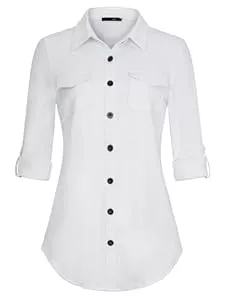 DJT FASHION Hemdblusen DJT Damen Weiches Gestrick Kariertes Blusen Langarm Oberteile Roll Up Ärmel Hemdbluse Button Down Tops