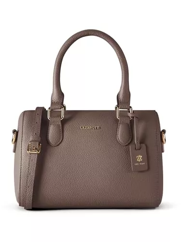 Lazarotti Taschen & Rucksäcke Lazarotti Bologna Damen Handtasche aus Echt-Leder | Henkeltasche mit abnehm- &amp; längenverstellbaren Trageriemen | Bowling-Bag 26 cm