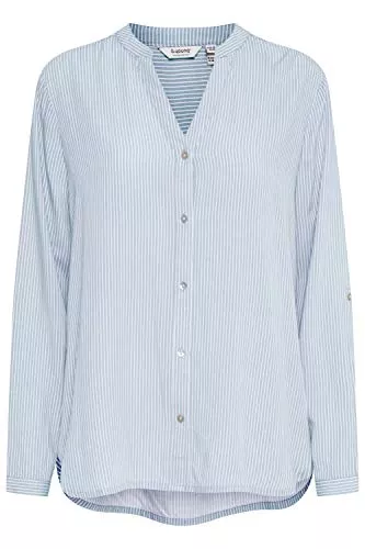 b.young Hemdblusen b.young BYFABIANNE Damen Bluse Hemdbluse Langarm mit V-Ausschnitt