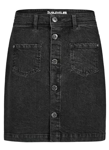 Sublevel Röcke Sublevel Damen Mini Jeans Rock LSL-493 kurzer Damenrock sichtbare Knopfleiste
