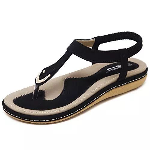 JIANKE Sandalen & Slides JIANKE Sandalen Damen Flach Strand Bohemian Sandalen Zehentrenner Freizeit Sommerschuhe