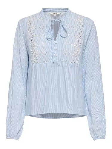 ONLY Langarmblusen ONLY Damen Onllennyo Ls Embroid V-Neck Top Noos WVN
