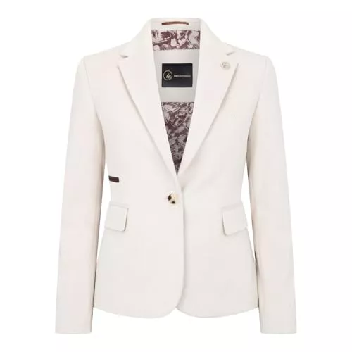 TruClothing.com Blazer TruClothing.com Damen Blazer Wollmischung Creme Tweed Herringbone Tailored Fit Damen Jacke