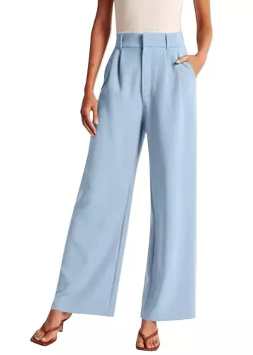 shownicer Hosen shownicer Hose Damen Elegant Hohe Taille Anzughose Einfarbig Weites Bein Lang Arbeitshose Freizeithose Stoffhose Modehose Lässig Business Sommerhose mit Taschen