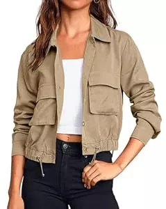 Cicy Bell Jacken Cicy Bell Übergangsjacke Damen Crop Jacke frühling Leichte Sommerjacke Kurzer Mantel Parka Jacket Herbstjacke