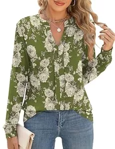 Cuptacc Langarmblusen Cuptacc Bluse Damen Langarmshirt V-Ausschnitt Oberteile Damen Herbst Elegant Pullover Tunika Casual Business Tops