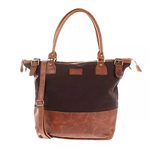LECONI Taschen & Rucksäcke LECONI XL Shopper für Damen kleiner Weekender Beuteltasche große Frauen Schultertasche Wickeltasche Umhängetasche aus Canvas &amp; Leder 50x41x20cm LE2005-C