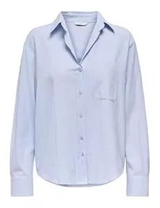 ONLY Hemdblusen ONLY Damen Onlalina Life L/S Stripe Shirt WVN Langarmhemd Mit Knopfverschluss Für Den Alltag