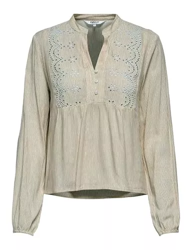 ONLY Langarmblusen ONLY Damen Onllennyo Ls Embroid V-Neck Top Noos WVN