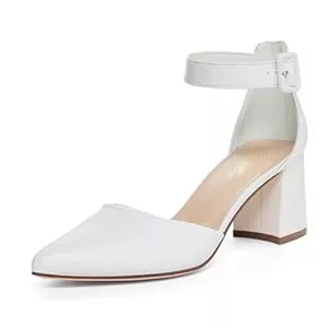 GENSHUO High Heels GENSHUO Damen Pumps, geschlossene Spitze, 6 cm Blockabsatz, Knöchelriemen, bequem für Arbeit &amp; Party