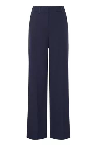 b.young Hosen b.young BYDanta Damen Hose Stoffhose Weites Bein mit Bundfalten Gürtelschlaufen Eingrifftaschen Stretch Regular Fit