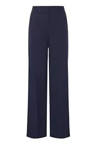 b.young Hosen b.young BYDanta Damen Hose Stoffhose Weites Bein mit Bundfalten Gürtelschlaufen Eingrifftaschen Stretch Regular Fit