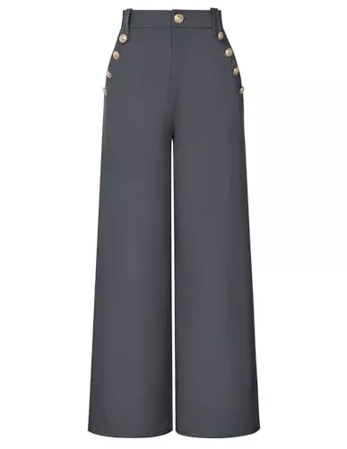 GRACE KARIN Hosen GRACE KARIN Weite Hosen für Damen,Business-Stretchhosen,Dekorativen Knöpfen Hohe Taille Arbeitshose mit Taschen