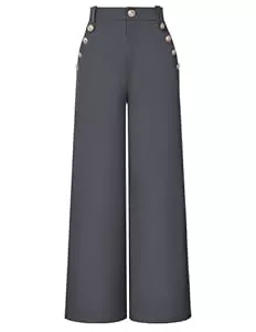 GRACE KARIN  GRACE KARIN Weite Hosen für Damen,Business-Stretchhosen,Dekorativen Knöpfen Hohe Taille Arbeitshose mit Taschen