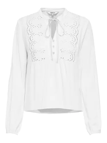ONLY Langarmblusen ONLY Damen Onllennyo Ls Embroid V-Neck Top Noos WVN