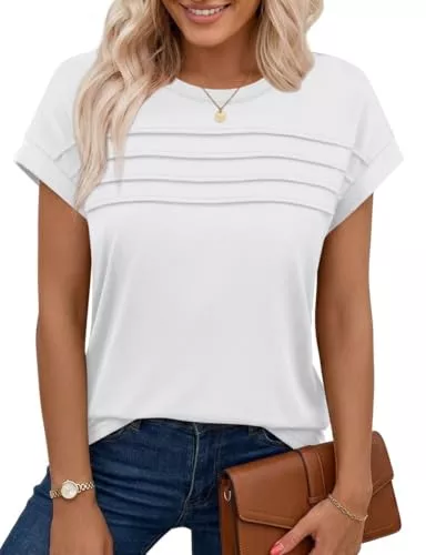 Chicrise T-Shirts Chicrise Tshirt Damen Sommer Flügelärmeln Falten Tank Top Rundhals Ärmellose Basic Oberteil Lässige