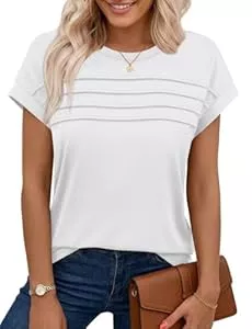 Chicrise T-Shirts Chicrise Tshirt Damen Sommer Flügelärmeln Falten Tank Top Rundhals Ärmellose Basic Oberteil Lässige