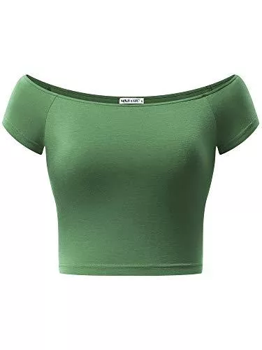 MSBASIC Tops MSBASIC Crop Top Damen Bauchfrei Top Schulterfrei Oberteil Damen Crop Shirt Carmen Ausschnitt